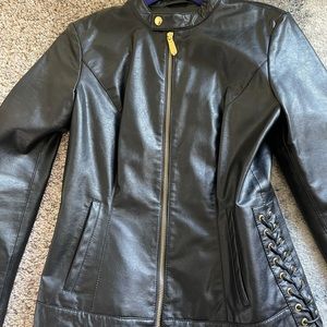 True religion black faux leather jacket.